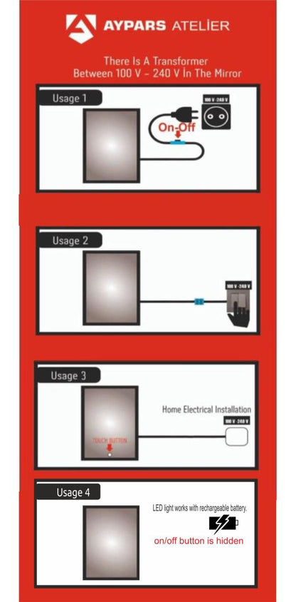 LED Bathroom Mirror – Organic Shaped Backlit Vanity Mirror with Touch Sensor,  Modern Handmade Lighted Wall Mirror