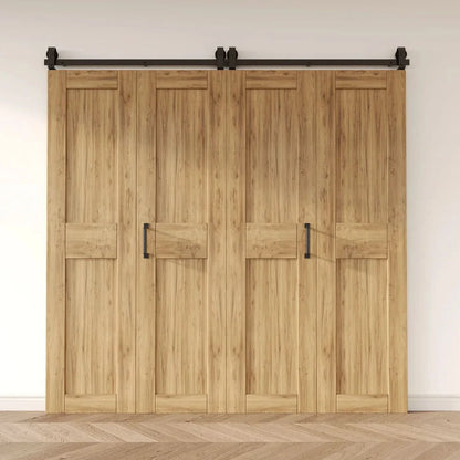 Bifold Barn Door Hardware - J Top Mount Matte Black 4-Door Kit for Wide Openings