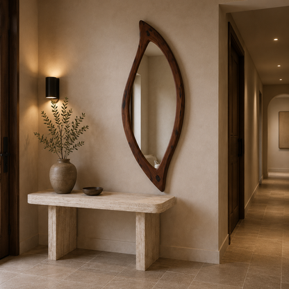 Organic Natural Wood Mirror, Irregular Wall Mirror, Handmade Walnut Mirror, Rustic Modern Home Decor, Live Edge Wood Mirror