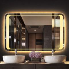 LED Bathroom Mirror with Backlit Rectangle Design – Modern Dimmable Vanity Wall Mirror