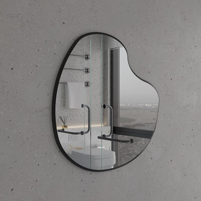 Irregular Bathroom Mirror – Modern Asymmetrical Wall Mirror with Black Frame, Minimalist Vanity Mirror