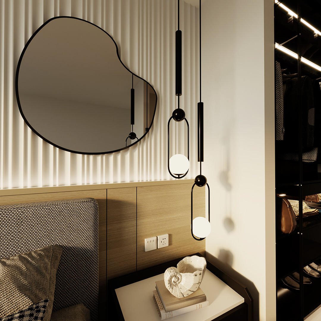 Irregular Bathroom Mirror – Modern Asymmetrical Wall Mirror with Black Frame, Minimalist Vanity Mirror
