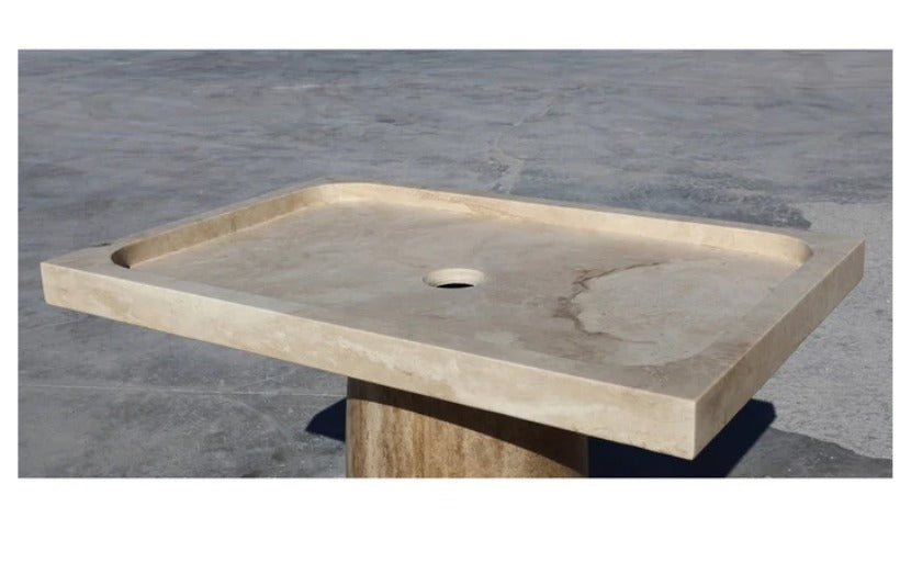 Shower Base – Travertine Stone Shower Pan | Troia Light Rectangular Marble Tray