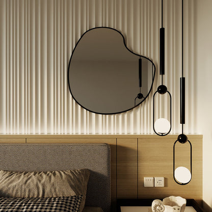 Irregular Bathroom Mirror – Modern Asymmetrical Wall Mirror with Black Frame, Minimalist Vanity Mirror