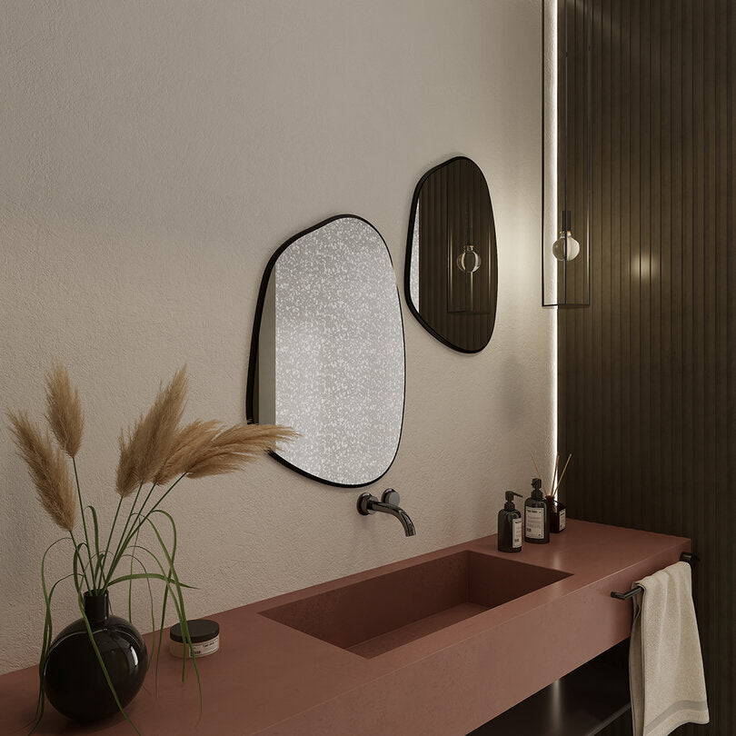 Irregular Bathroom Mirror – Modern Organic Wall Mirror with Black Frame