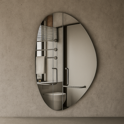 Modern Irregular Wall Mirror – Frameless Organic Shape Bathroom Mirror, Handmade Wavy Vanity Mirror for Living Room & Bedroom