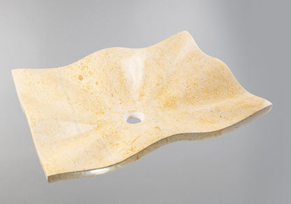 Marble Sink – Luxury Stone Sink Bathroom Basin (45x60x13 cm), Handcrafted Natural Beige Marble Vanity Bowl