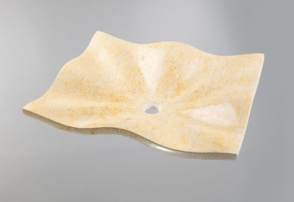 Marble Sink – Luxury Stone Sink Bathroom Basin (45x60x13 cm), Handcrafted Natural Beige Marble Vanity Bowl