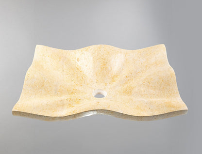 Marble Sink – Luxury Stone Sink Bathroom Basin (45x60x13 cm), Handcrafted Natural Beige Marble Vanity Bowl