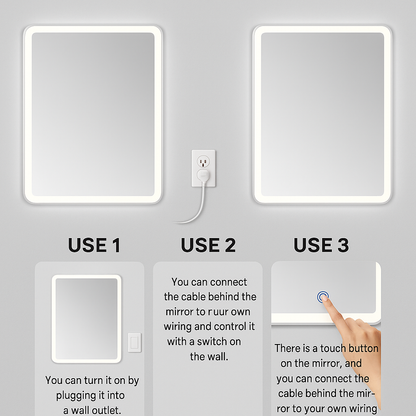 LED Bathroom Mirror – Modern Round Lighted Vanity Mirror with Touch Sensor
