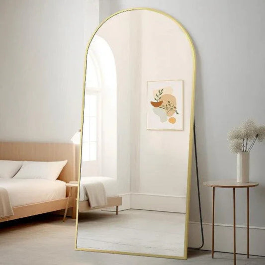 Large Arched Mirror Gold | Full Length Floor Mirror for Bedroom & Living Room