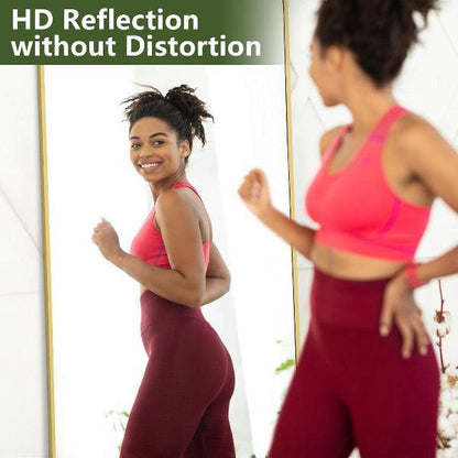 Gold Full Length Floor Mirror | Aluminum Frame Standing Mirror for Bedroom & Living Room