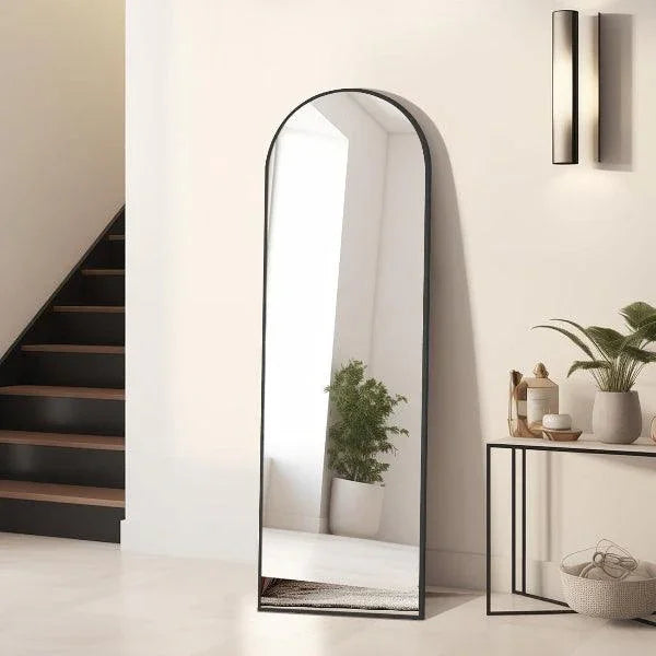Black Arched Full Length Mirror | Floor Mirror for Bedroom & Living Room