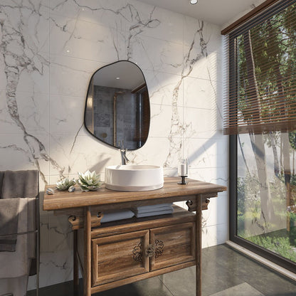 Irregular Bathroom Mirror – Modern Organic Wall Mirror with Black Frame