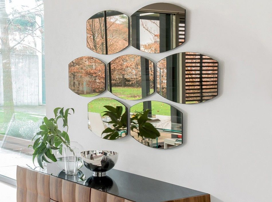 Modern Geometric Wall Mirror Set of 7 – 3D Honeycomb Mirror Wall Art, Decorative Irregular Mirrors for Living Room & Entryway