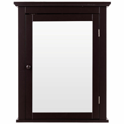 Bathroom Wall Mounted Medicine Cabinet with Mirror - Storage Cabinet | Brown MDF Cabinet