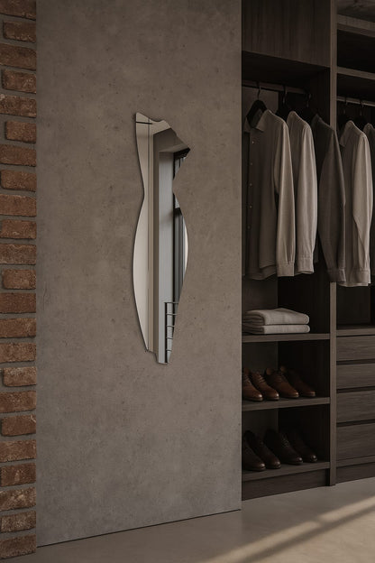 Modern Full Length Irregular Wall Mirror – Abstract Frameless Floor Mirror, Handmade Custom Shape Entryway & Bedroom Mirror