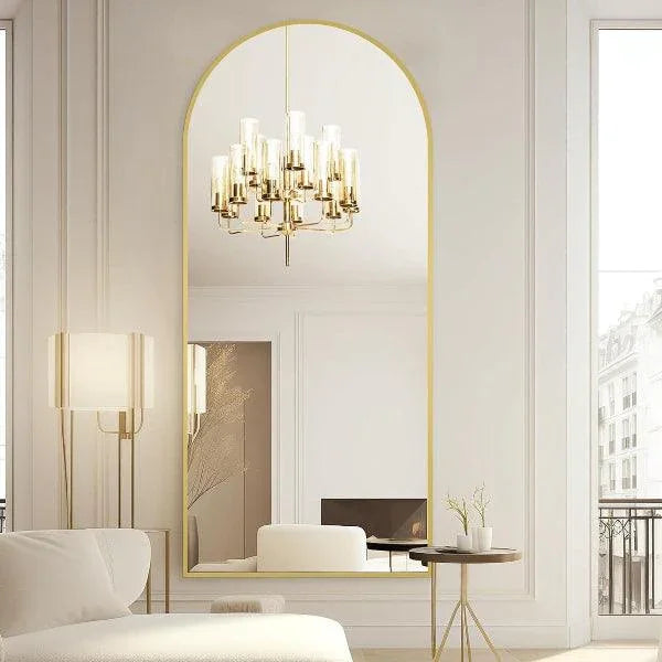 Large Arched Mirror Gold | Full Length Floor Mirror for Bedroom & Living Room