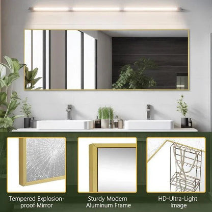 Gold Full Length Floor Mirror | Aluminum Frame Standing Mirror for Bedroom & Living Room
