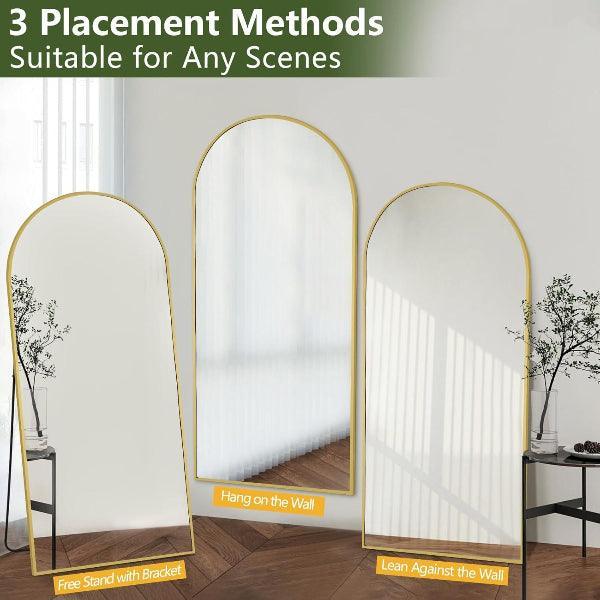 Large Arched Mirror Gold | Full Length Floor Mirror for Bedroom & Living Room