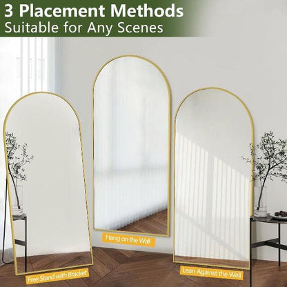 Large Arched Mirror Gold | Full Length Floor Mirror for Bedroom & Living Room