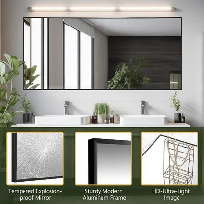 Black Full Length Floor Mirror | Aluminum Frame Body Mirror for Bedroom & Living Room