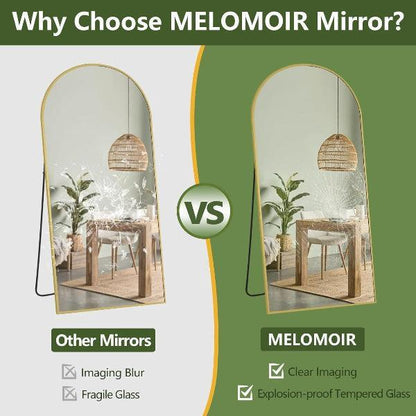 Large Arched Mirror Gold | Full Length Floor Mirror for Bedroom & Living Room