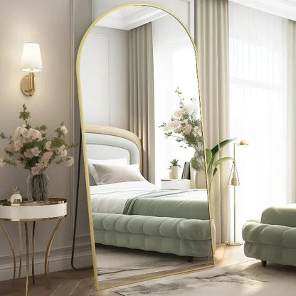 Large Arched Mirror Gold | Full Length Floor Mirror for Bedroom & Living Room