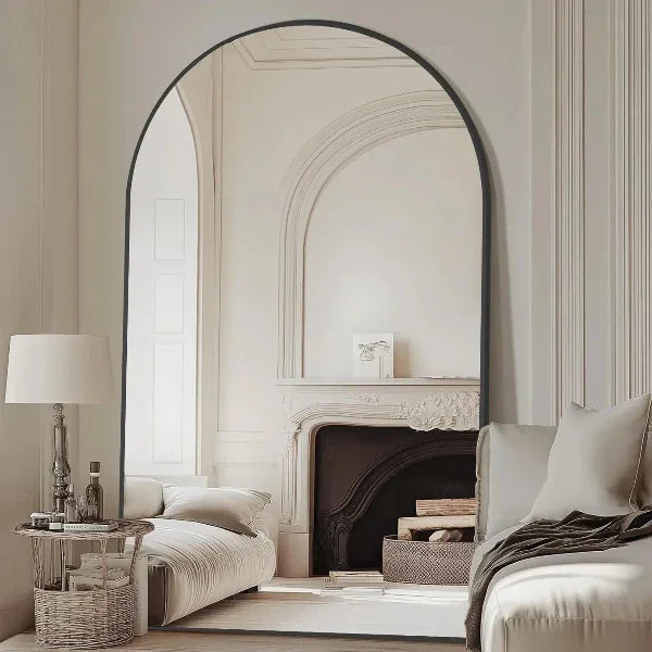 Black Arched Full Length Mirror | Floor Mirror for Bedroom & Living Room