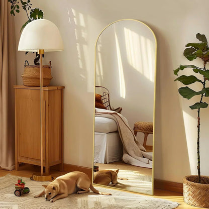 Large Arched Mirror Gold | Full Length Floor Mirror for Bedroom & Living Room
