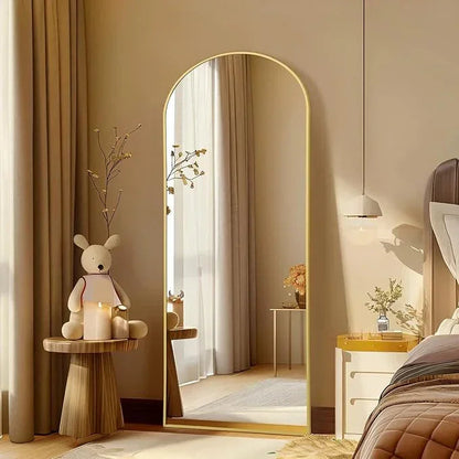 Large Arched Mirror Gold | Full Length Floor Mirror for Bedroom & Living Room
