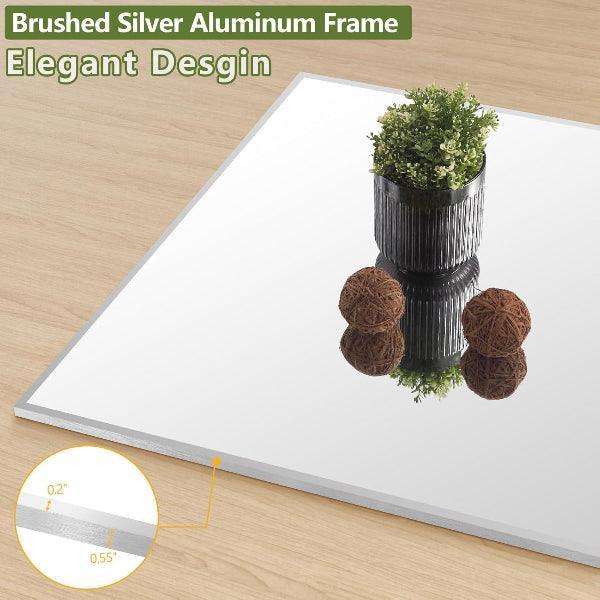Silver Full Length Mirror | Aluminum Frame Floor Mirror with Stand