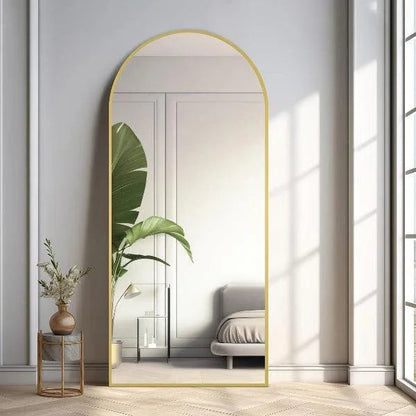 Large Arched Mirror Gold | Full Length Floor Mirror for Bedroom & Living Room