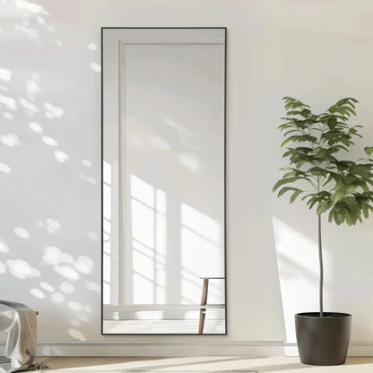 Black Oversized Floor Mirror | Full Length Freestanding Mirror with Shatterproof Glass