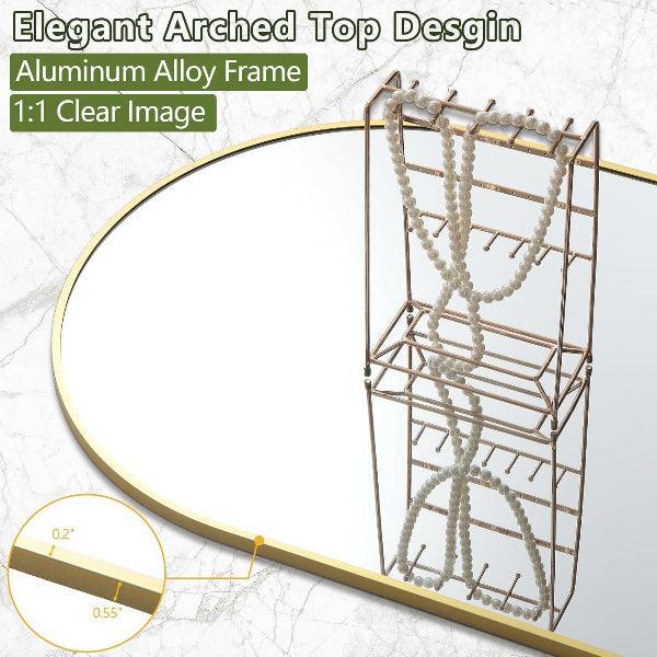 Large Arched Mirror Gold | Full Length Floor Mirror for Bedroom & Living Room