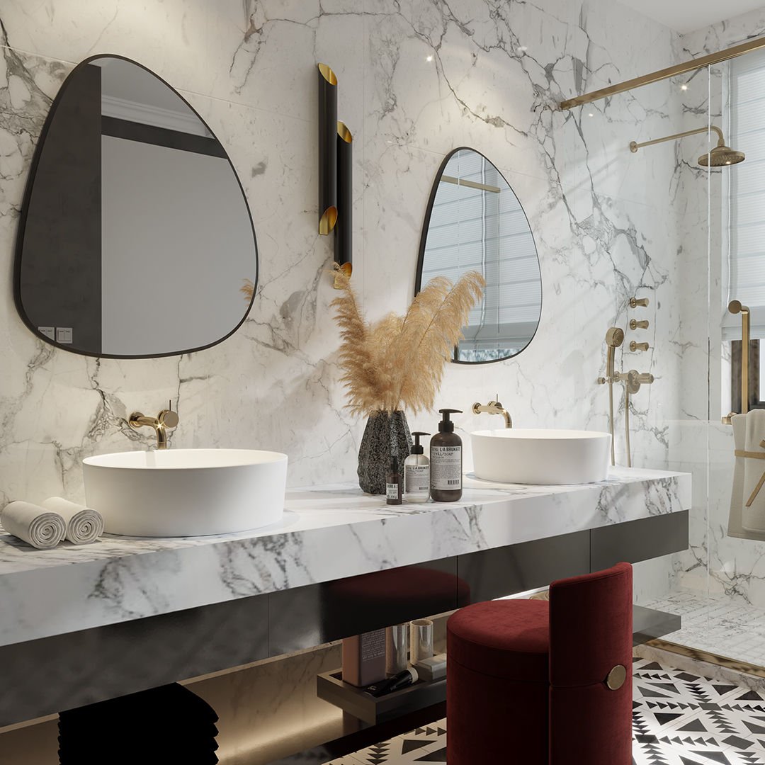 Modern Irregular Wall Mirror – Black Frame Asymmetrical Mirror for Living Room, Entryway & Bedroom