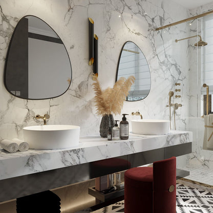 Modern Irregular Wall Mirror – Black Frame Asymmetrical Mirror for Living Room, Entryway & Bedroom