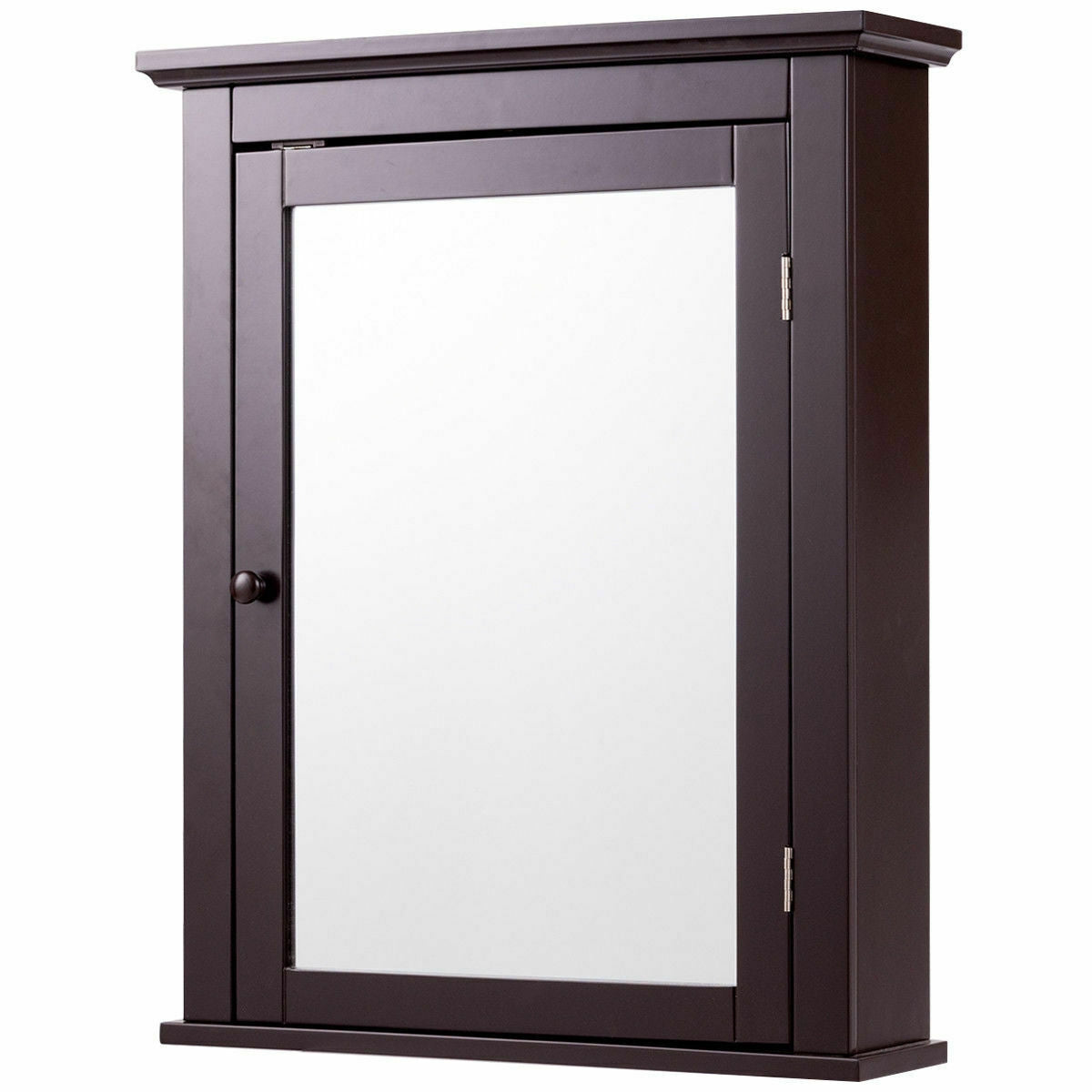 Bathroom Wall Mounted Medicine Cabinet with Mirror - Storage Cabinet | Brown MDF Cabinet