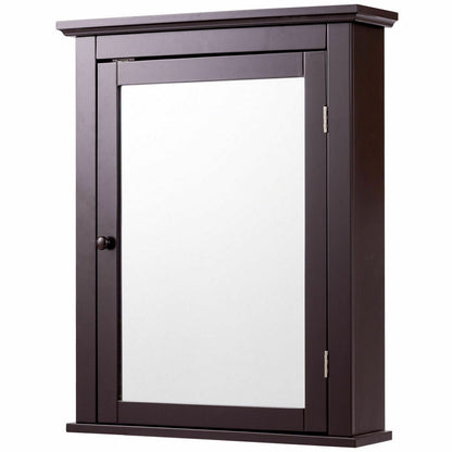 Bathroom Wall Mounted Medicine Cabinet with Mirror - Storage Cabinet | Brown MDF Cabinet