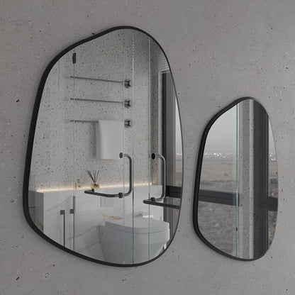 Irregular Bathroom Mirror – Modern Organic Wall Mirror with Black Frame