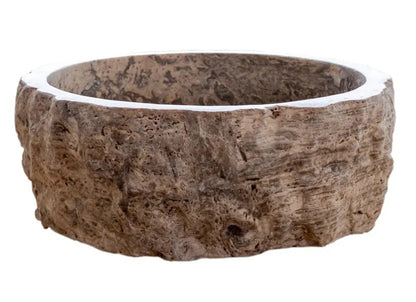Rustic Stone Bathroom Sink – Silver Travertine Vessel Sink | Natural Hand-Carved Vanity Bowl