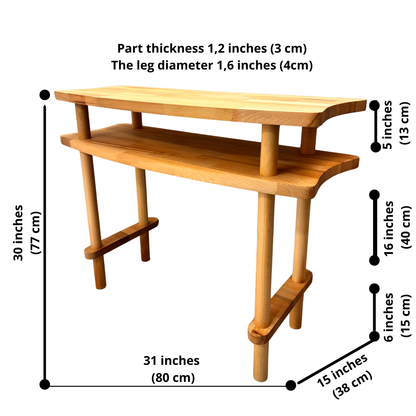 Console Table with Mirror Set, Solid Beech Wood Entryway Furniture, Scandinavian Minimalist Vanity