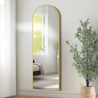 Gold Arched Floor Mirror | Oversized Full Length Mirror for Bedroom & Living Room