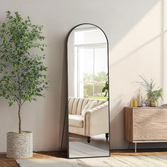 Black Arched Full Length Mirror | Floor Mirror for Bedroom & Living Room