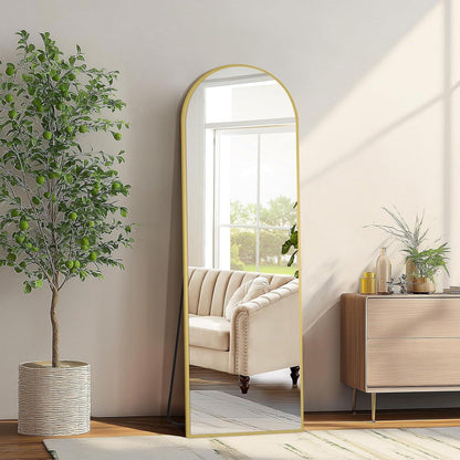 Gold Arched Floor Mirror | Oversized Full Length Mirror for Bedroom & Living Room