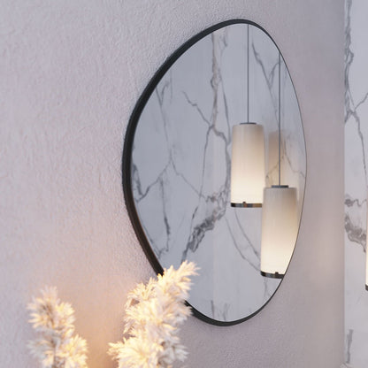 Irregular Round Bathroom Mirror – Modern Organic Wall Mirror with Black Frame