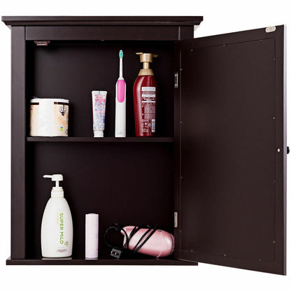 Bathroom Wall Mounted Medicine Cabinet with Mirror - Storage Cabinet | Brown MDF Cabinet