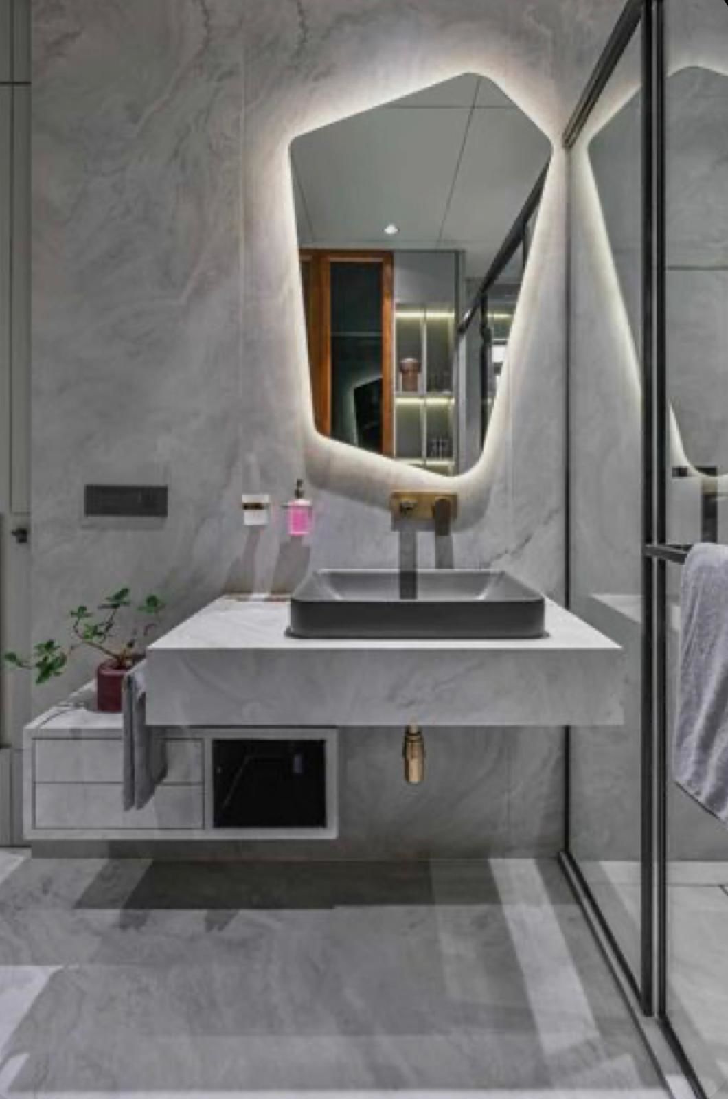 LED Wall Mirror Irregular Shape – Modern Asymmetrical Backlit Bathroom Mirror