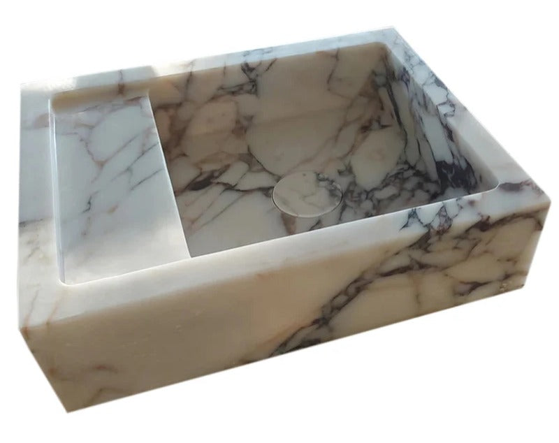 Calacatta Viola Bathroom Sink – Wall-Mount Marble Vanity Sink, Natural Stone Polished Basin