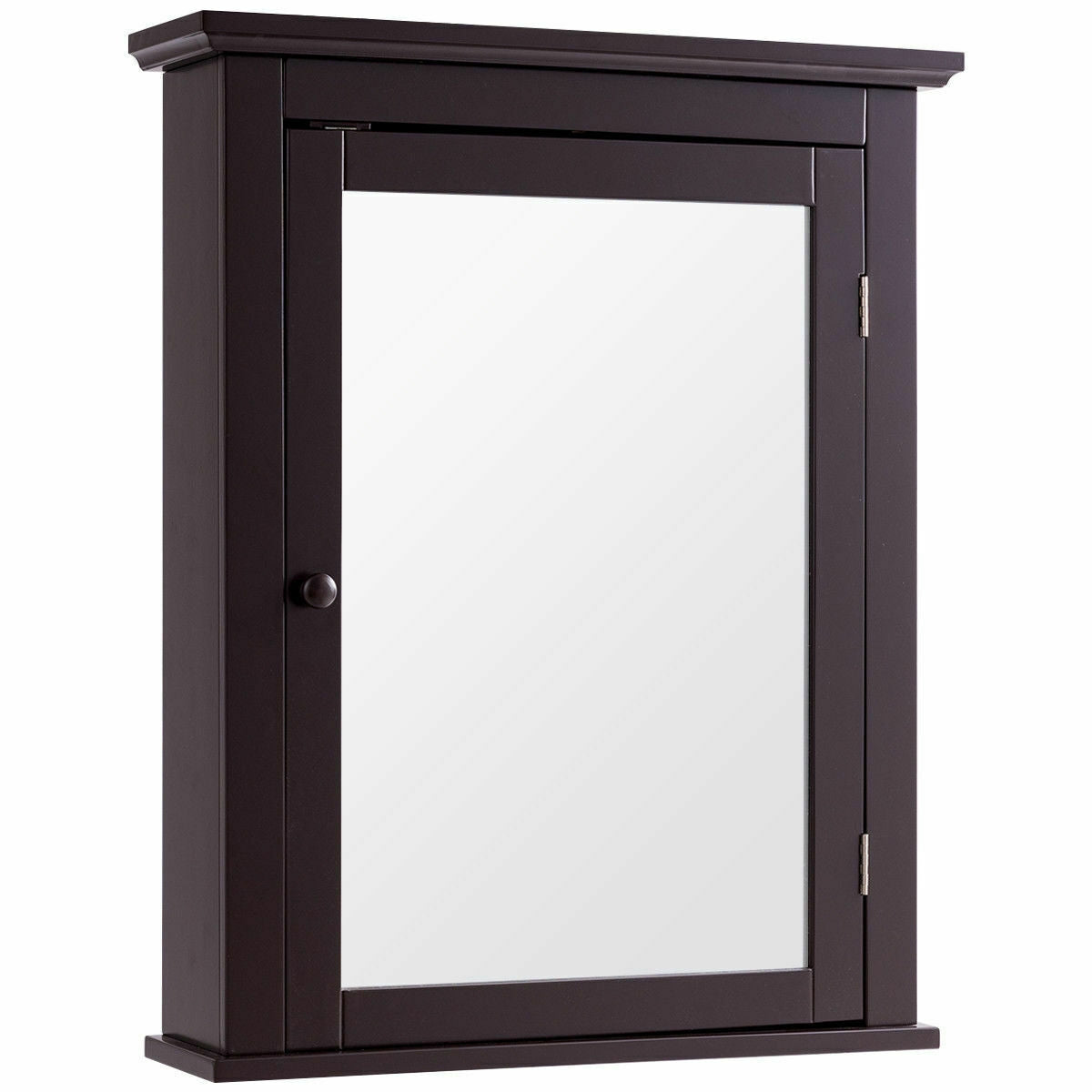 Bathroom Wall Mounted Medicine Cabinet with Mirror - Storage Cabinet | Brown MDF Cabinet